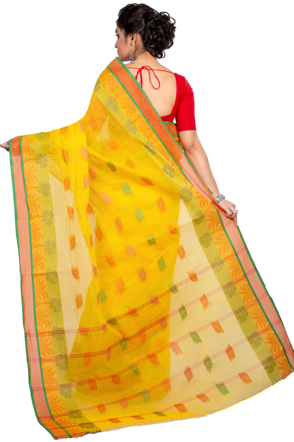 Yellow Pure Cotton TalGach Tant Saree (873)